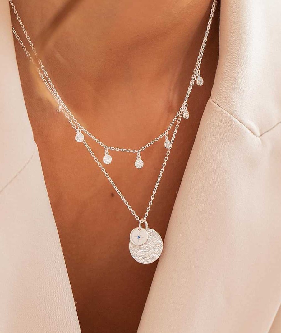 Colliers Femme L'Atelier d'Amaya | Collier Cha Ne M Dailles Maya Et Toile Scintillante Argent 925