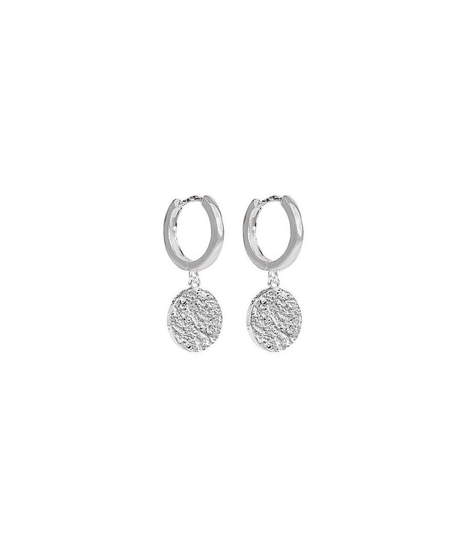 Boucles D'Oreilles Femme L'Atelier d'Amaya | Boucles D'Oreilles Cr Oles Et Pastille Textur E Argent 925