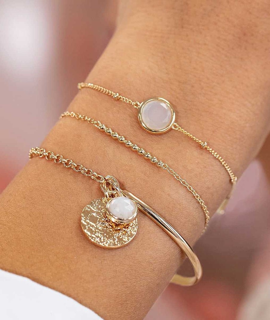 Bracelets Femme L'Atelier d'Amaya | Trio Perles Et Pierre De Lune Plaqu Or