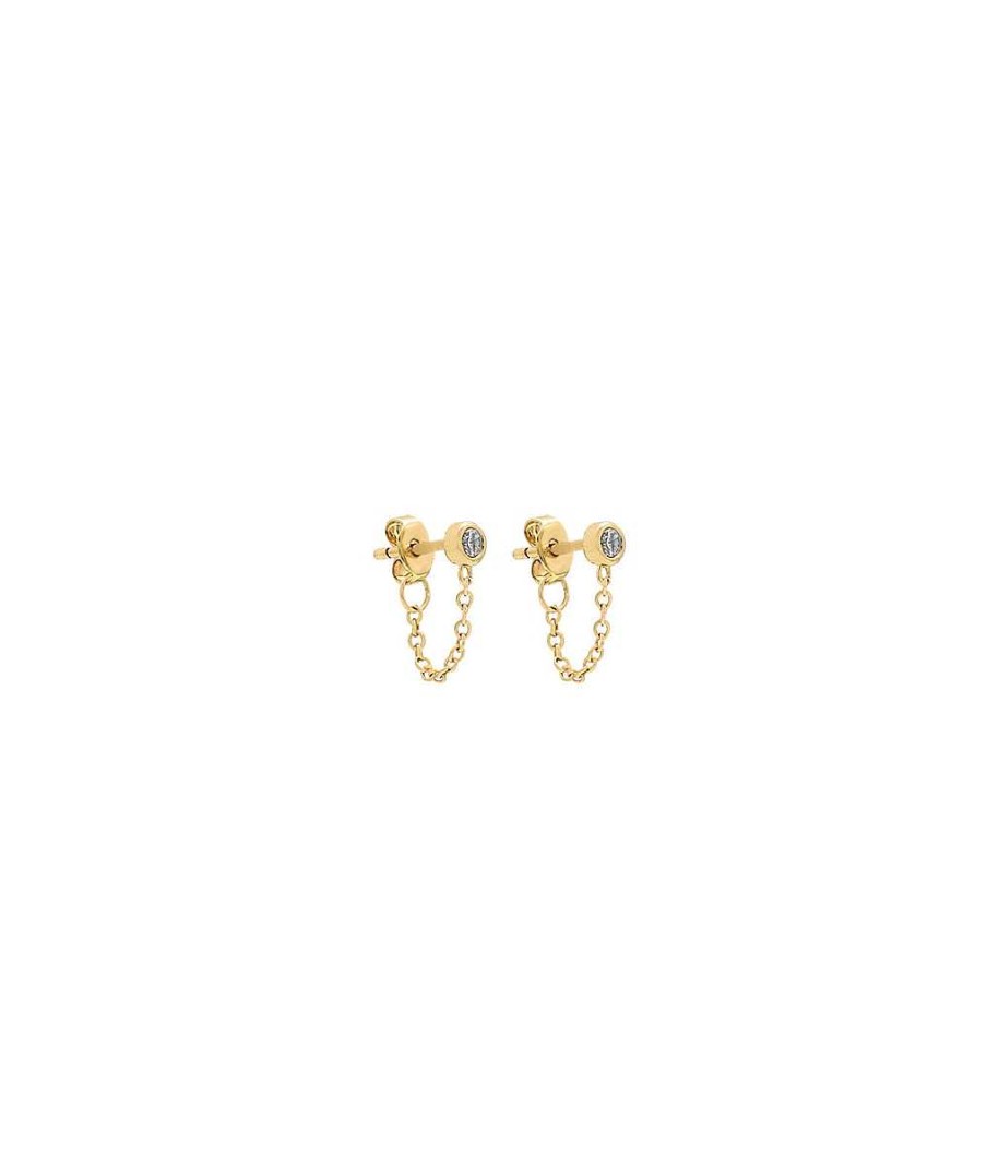 Boucles D'Oreilles Femme L'Atelier d'Amaya | Boucles D'Oreilles Puces Zircon Et Cha Ne Plaqu Or