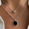 Colliers Femme L'Atelier d'Amaya | Collier Cha Ne Perl E Pastille Onyx Argent 925