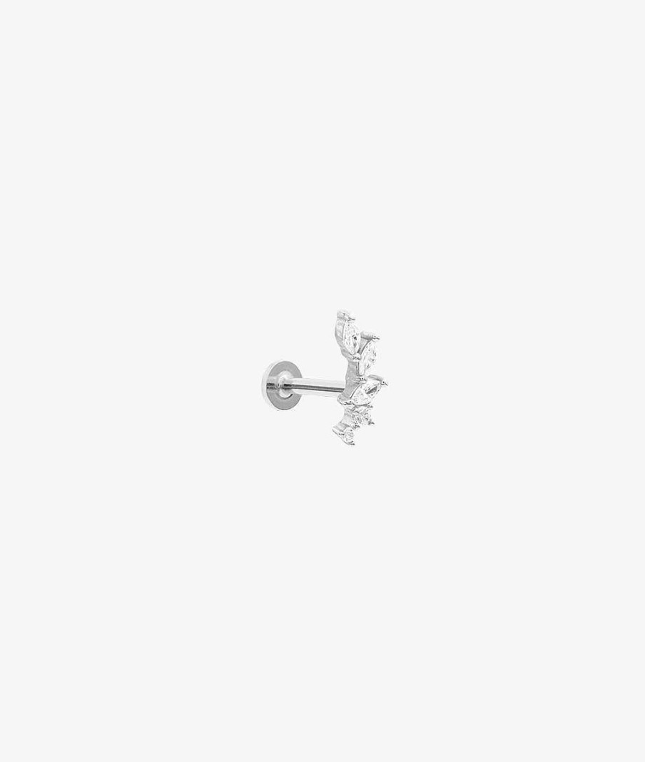 Boucles D'Oreilles Femme L'Atelier d'Amaya | Piercing P Tales Zircons [ L'Unit ] Argent 925