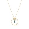 Colliers Femme L'Atelier d'Amaya | Collier Cha Ne Anneau Et Petit Prisme Agate Verte Plaqu Or