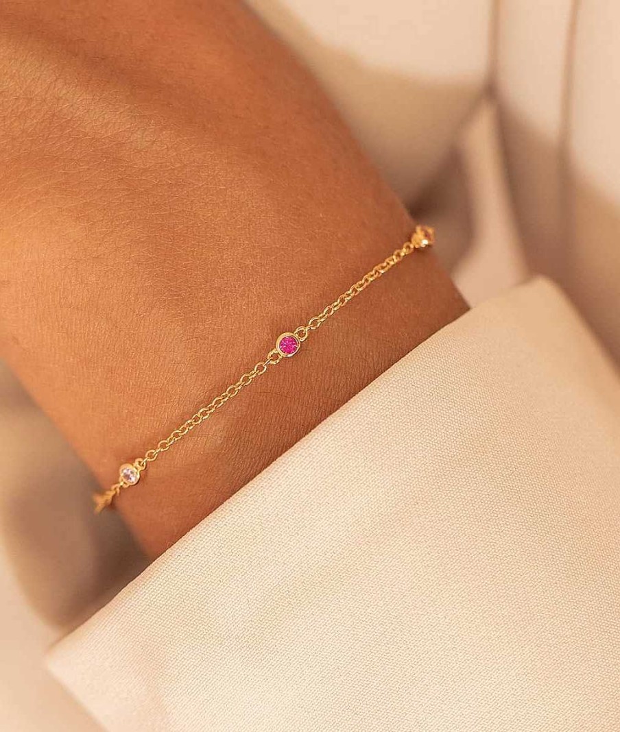 Bracelets Femme L'Atelier d'Amaya | Bracelet Cha Ne Zircons Arc-En-Ciel Plaqu Or