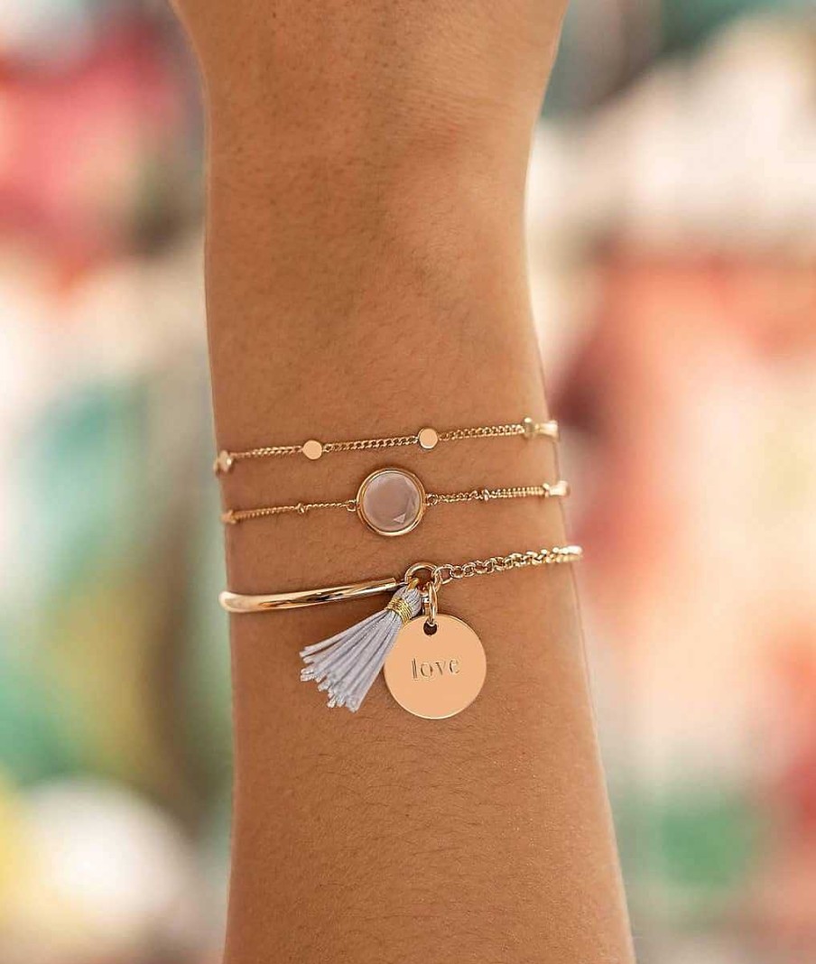 Bracelets Femme L'Atelier d'Amaya | Bracelet Cha Ne Perl E Pastille Pierre De Lune Plaqu Or