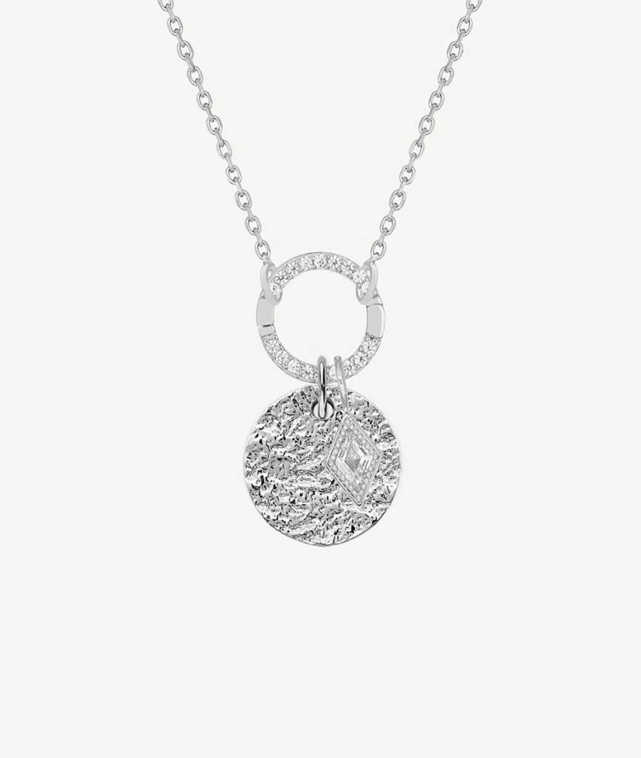 Colliers Femme L'Atelier d'Amaya | Collier Cha Ne Mousqueton Rond M Daille Maya Et Losange Argent 925