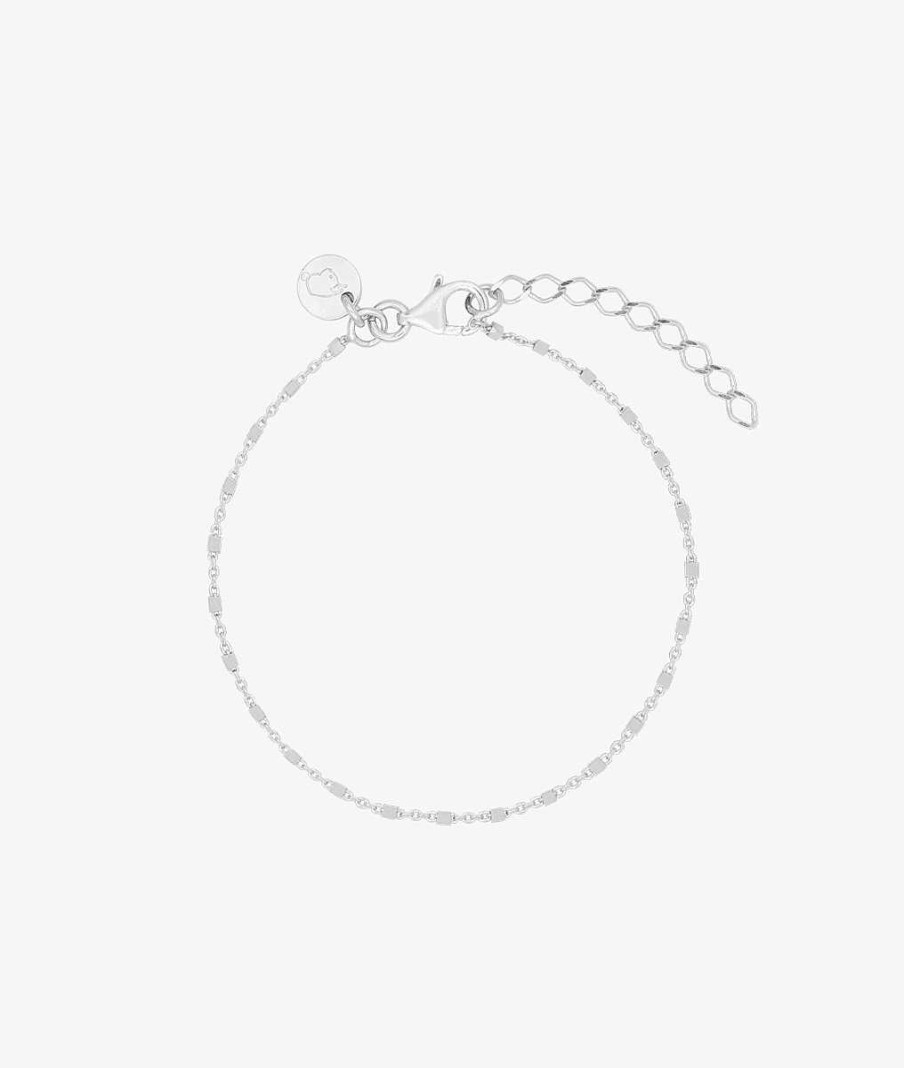 Bracelets Femme L'Atelier d'Amaya | Cha Ne De Cheville Maille Carr E Facett E Argent 925