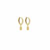 Boucles D'Oreilles Femme L'Atelier d'Amaya | Boucles D'Oreilles Cr Oles Zircons Et Rectangles Zircons Plaqu Or