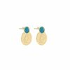 Boucles D'Oreilles Femme L'Atelier d'Amaya | Boucles D'Oreilles Puces Pierre Fine Et Pastille Fleur Plaqu Or