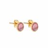 Boucles D'Oreilles Femme L'Atelier d'Amaya | Boucles D'Oreilles Puces Pierre Fine Plaqu Or