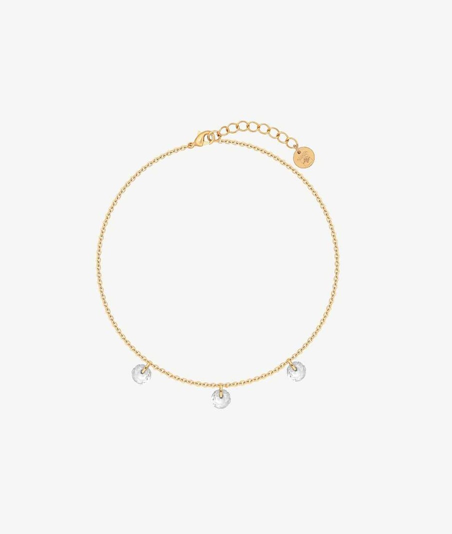 Bracelets Femme L'Atelier d'Amaya | Bracelet Cha Ne 3 Zircons Suspendus Plaqu Or