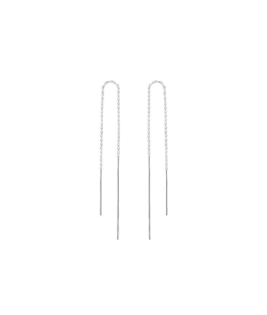 Boucles D'Oreilles Femme L'Atelier d'Amaya | Boucles D'Oreilles Double Tiges Asym Triques Sur Cha Ne Argent 925