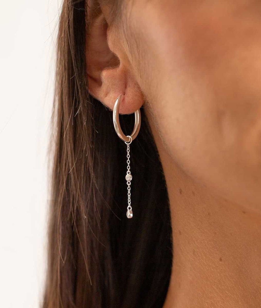 Bijoux Femme L'Atelier d'Amaya | Pampille Cha Ne Et Zircons Pour Boucle D'Oreille Argent 925