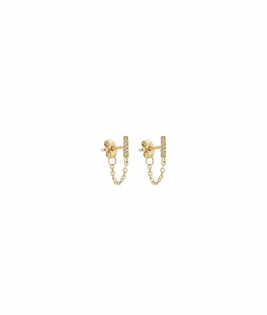 Boucles D'Oreilles Femme L'Atelier d'Amaya | Boucles D'Oreilles Rectangle Textur Et Cha Ne Plaqu Or