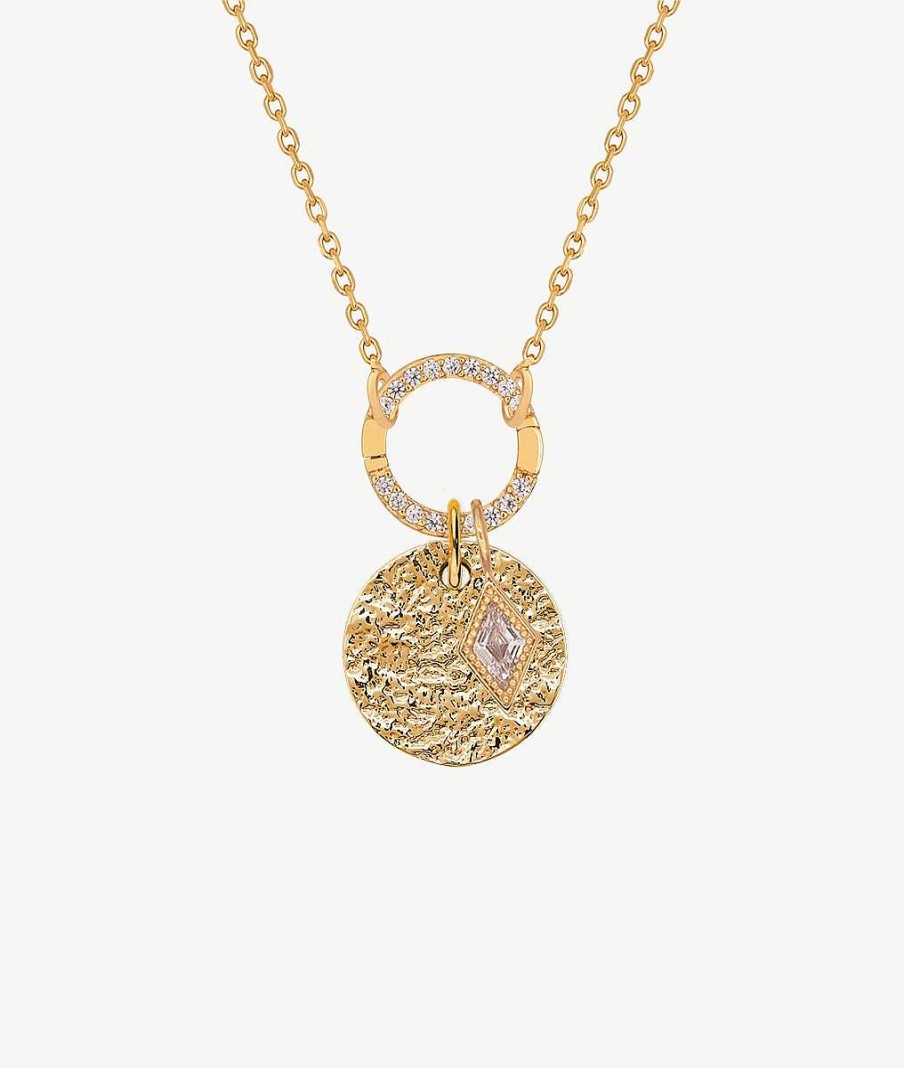 Colliers Femme L'Atelier d'Amaya | Collier Cha Ne Mousqueton Rond M Daille Maya Et Losange Plaqu Or