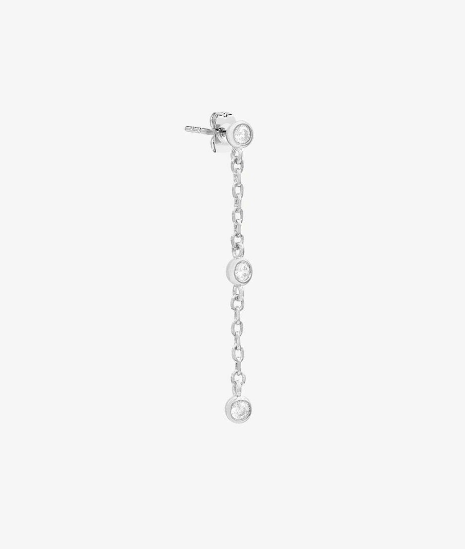 Boucles D'Oreilles Femme L'Atelier d'Amaya | Boucle D'Oreille Puce Pendante 3 Zircons [ L'Unit ] Argent 925