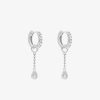 Boucles D'Oreilles Femme L'Atelier d'Amaya | Boucles D'Oreilles Petites Cr Oles Zircons Et Pampille Goutte Et Cha Ne Argent 925