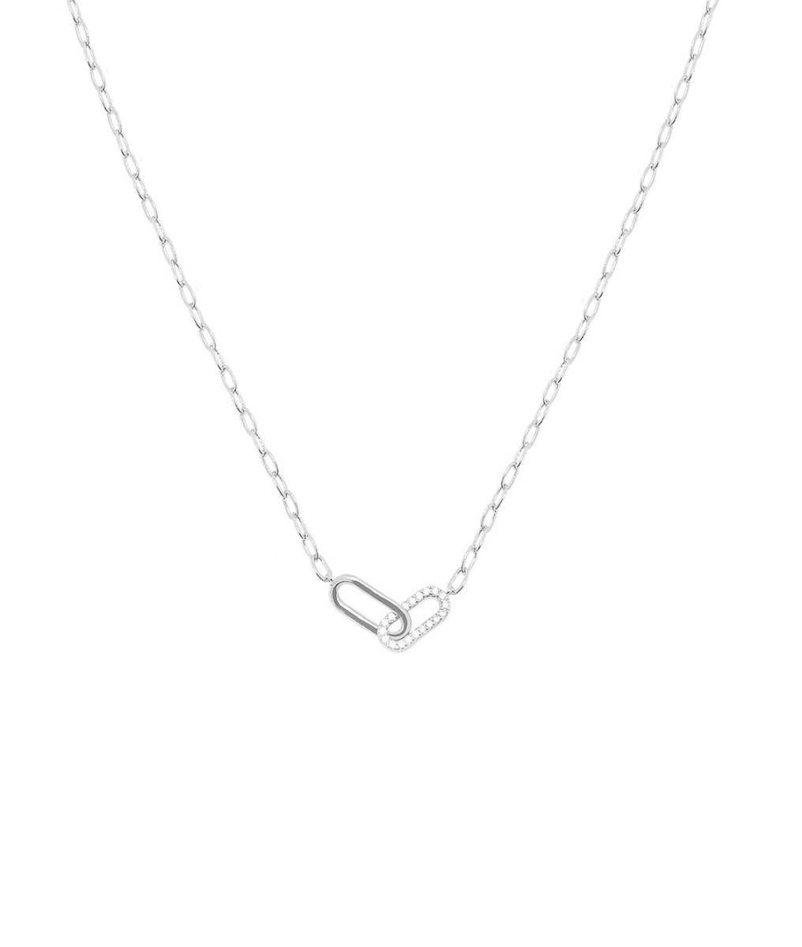 Colliers Femme L'Atelier d'Amaya | Collier Cha Ne Grands Maillons Et Rectangles Entrelac S Argent 925