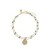 Bracelets Femme L'Atelier d'Amaya | Bracelet Double Rang Mini Perles Vertes Et Petite M Daille Maya Plaqu Or