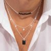 Colliers Femme L'Atelier d'Amaya | Collier Cha Ne Perl E Et M Daille Rectangle Zircons Argent 925