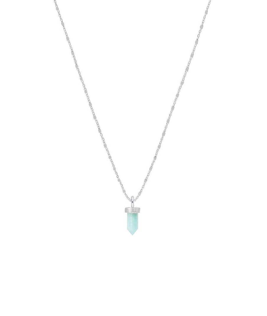 Colliers Femme L'Atelier d'Amaya | Collier Cha Ne Carr E Facett E Et Petit Prisme Amazonite Argent 925