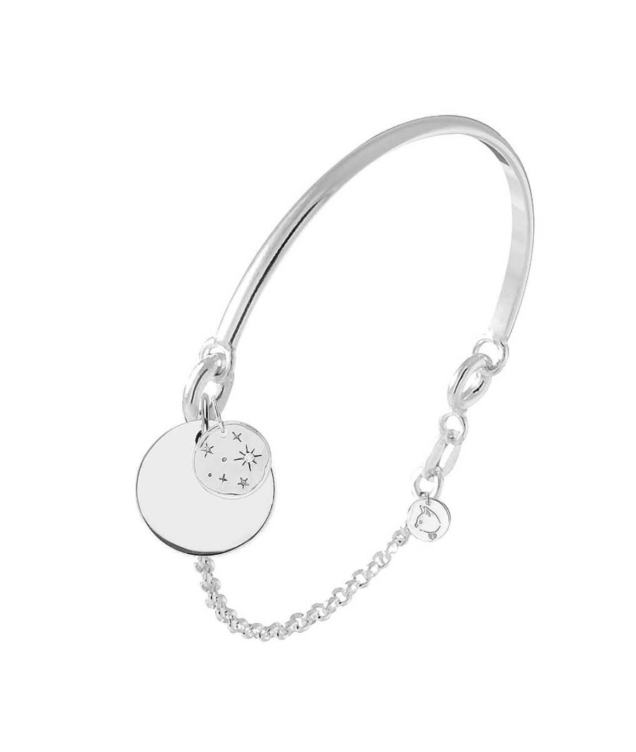 Bracelets Femme L'Atelier d'Amaya | Demi Jonc Cha Nette M Dailles Plate Et Constellation Argent 925