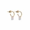 Boucles D'Oreilles Femme L'Atelier d'Amaya | Boucles D'Oreilles Cr Oles Et Pierre Fine Rectangle Plaqu Or