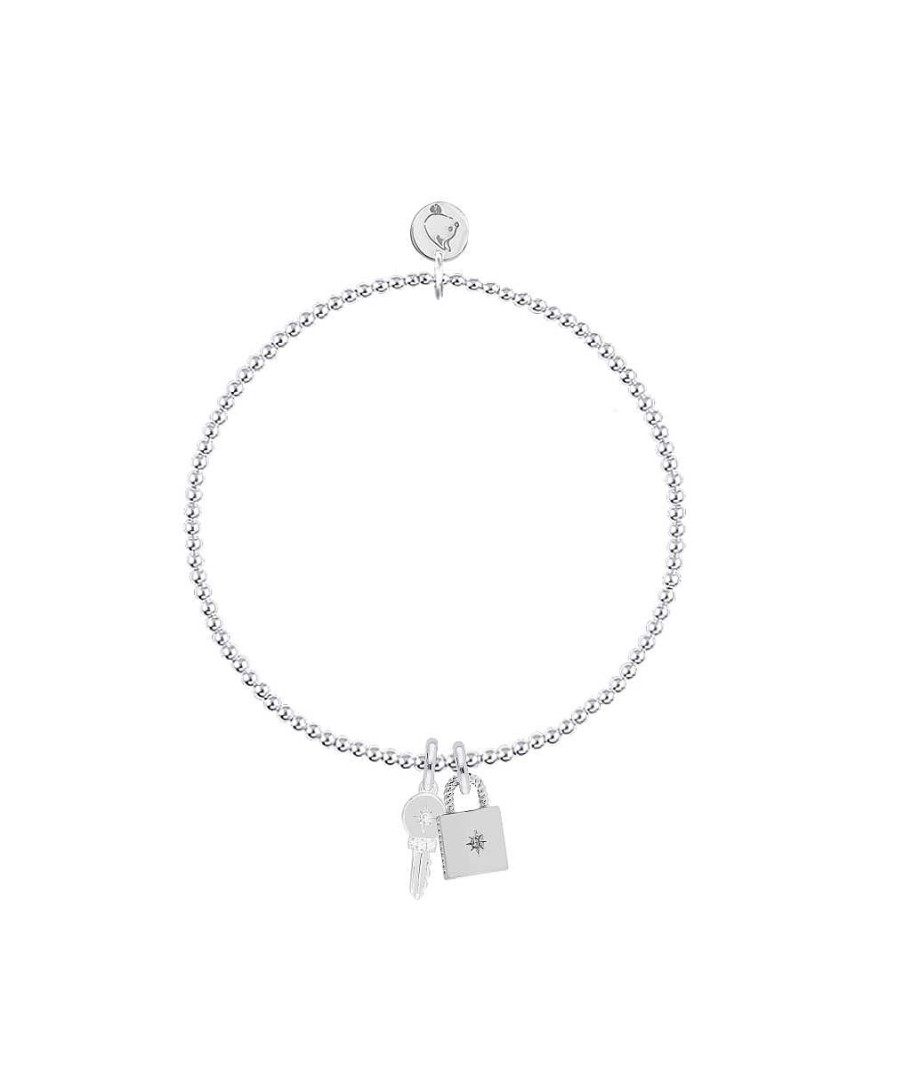 Bracelets Femme L'Atelier d'Amaya | Bracelet Perles 2 Mm Cl Scintillante Et Cadenas Argent 925