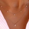 Colliers Femme L'Atelier d'Amaya | Duo Goutte Et Zircons Suspendus Plaqu Or