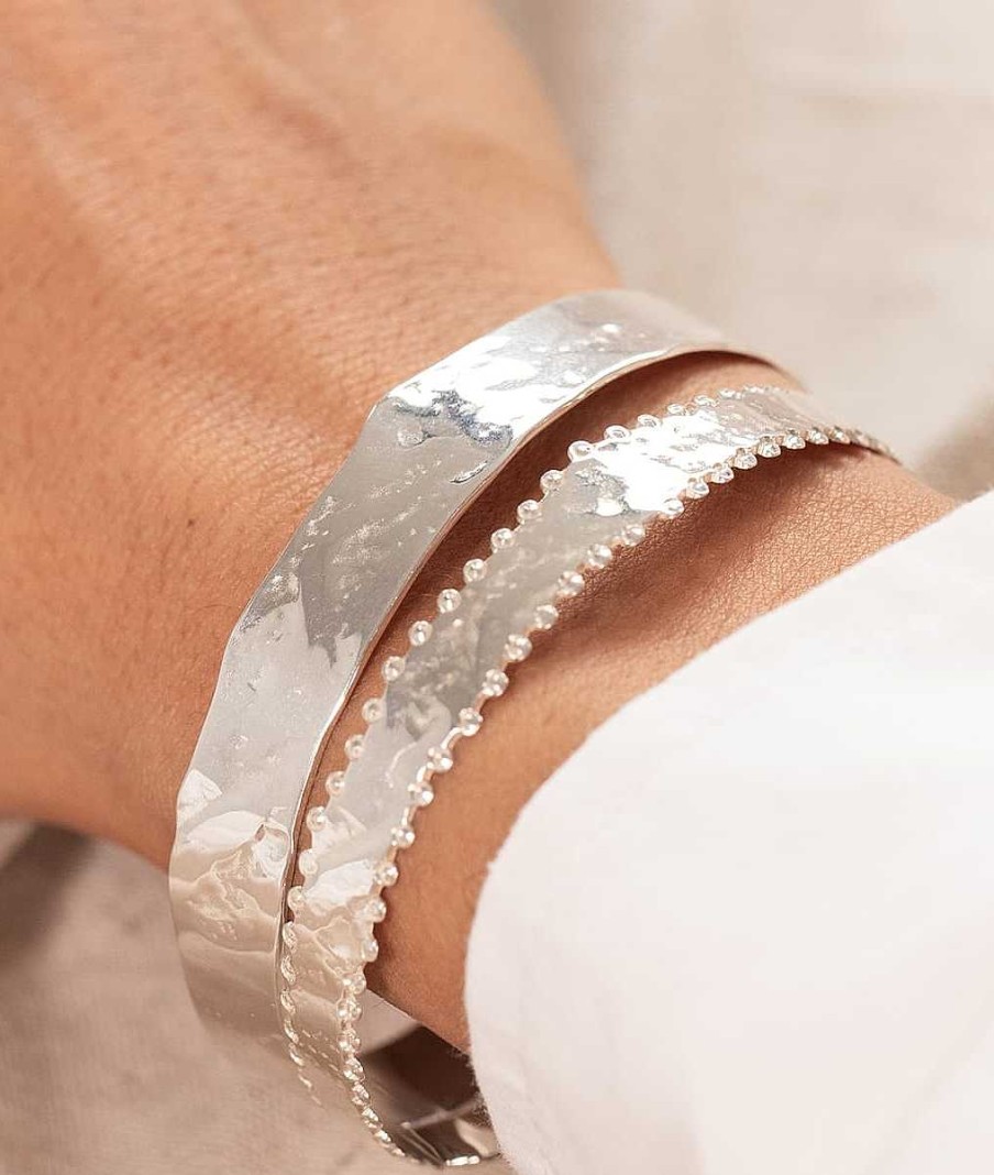 Bracelets Femme L'Atelier d'Amaya | Jonc Cadenas Sable Pais Argent 925