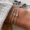 Bracelets Femme L'Atelier d'Amaya | Trio Rectangle Pierre De Lune Et Losange Argent 925