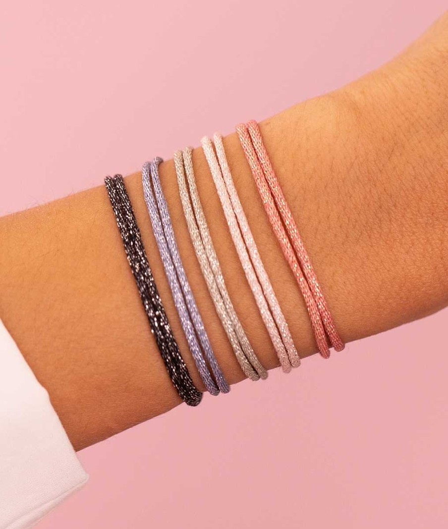 Bracelets Femme L'Atelier d'Amaya | Duo Cordon Scintillant Et Losanges Argent 925