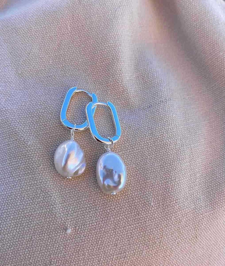 Boucles D'Oreilles Femme L'Atelier d'Amaya | Boucles D'Oreilles Cr Oles Et Perle D'Eau Douce Argent 925