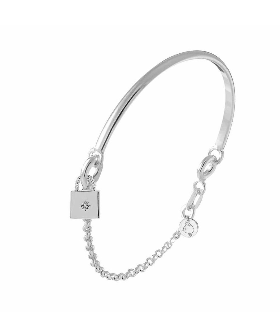 Bracelets Femme L'Atelier d'Amaya | Demi Jonc Cha Nette M Daille Cadenas Argent 925