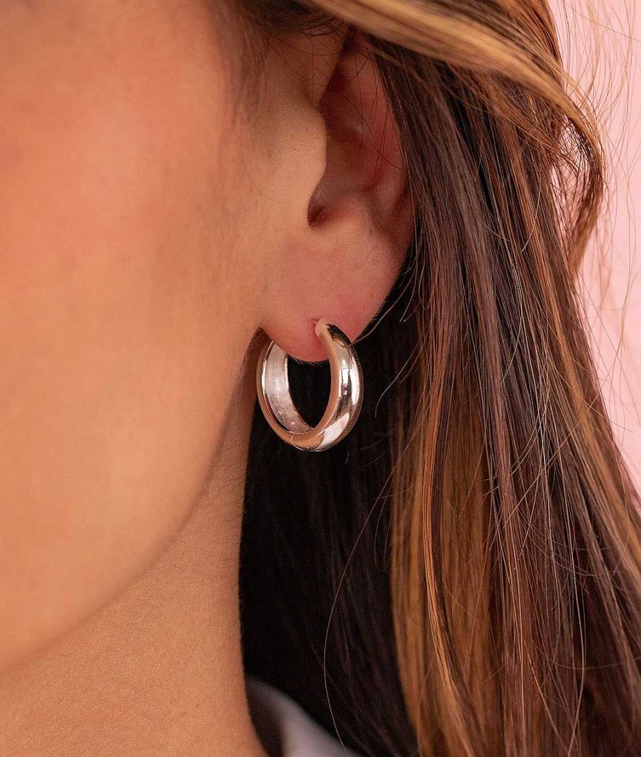 Boucles D'Oreilles Femme L'Atelier d'Amaya | Boucles D'Oreilles Grandes Cr Oles Bomb Es Argent 925