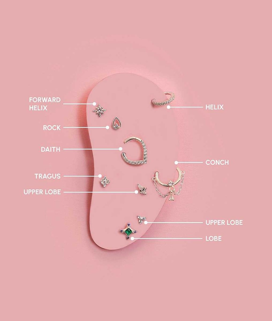 Boucles D'Oreilles Femme L'Atelier d'Amaya | Piercing Losange Zircons Color S [ L'Unit ] Argent 925