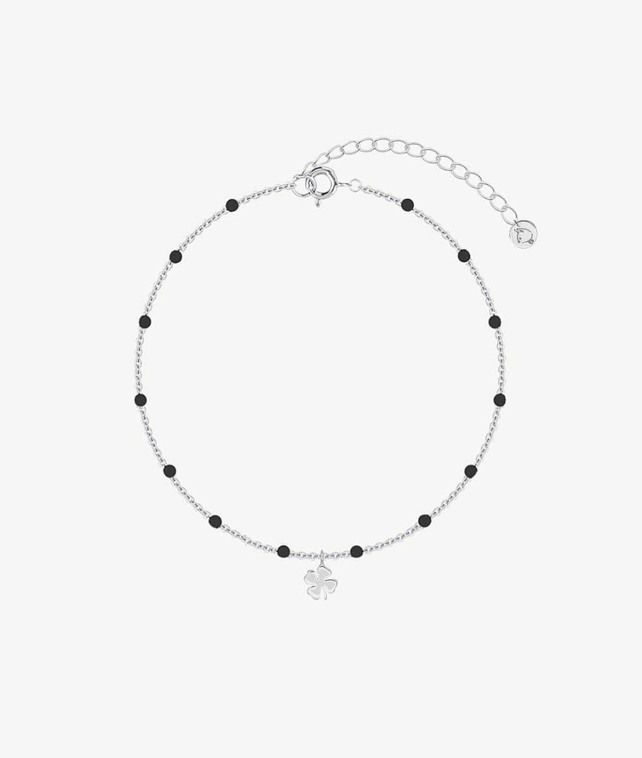 Bracelets Femme L'Atelier d'Amaya | Bracelet Mini Perles Noires Et Tr Fle Argent 925