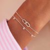 Bracelets Femme L'Atelier d'Amaya | Duo Rectangles Entrelac S Et Zircons Suspendus Argent 925