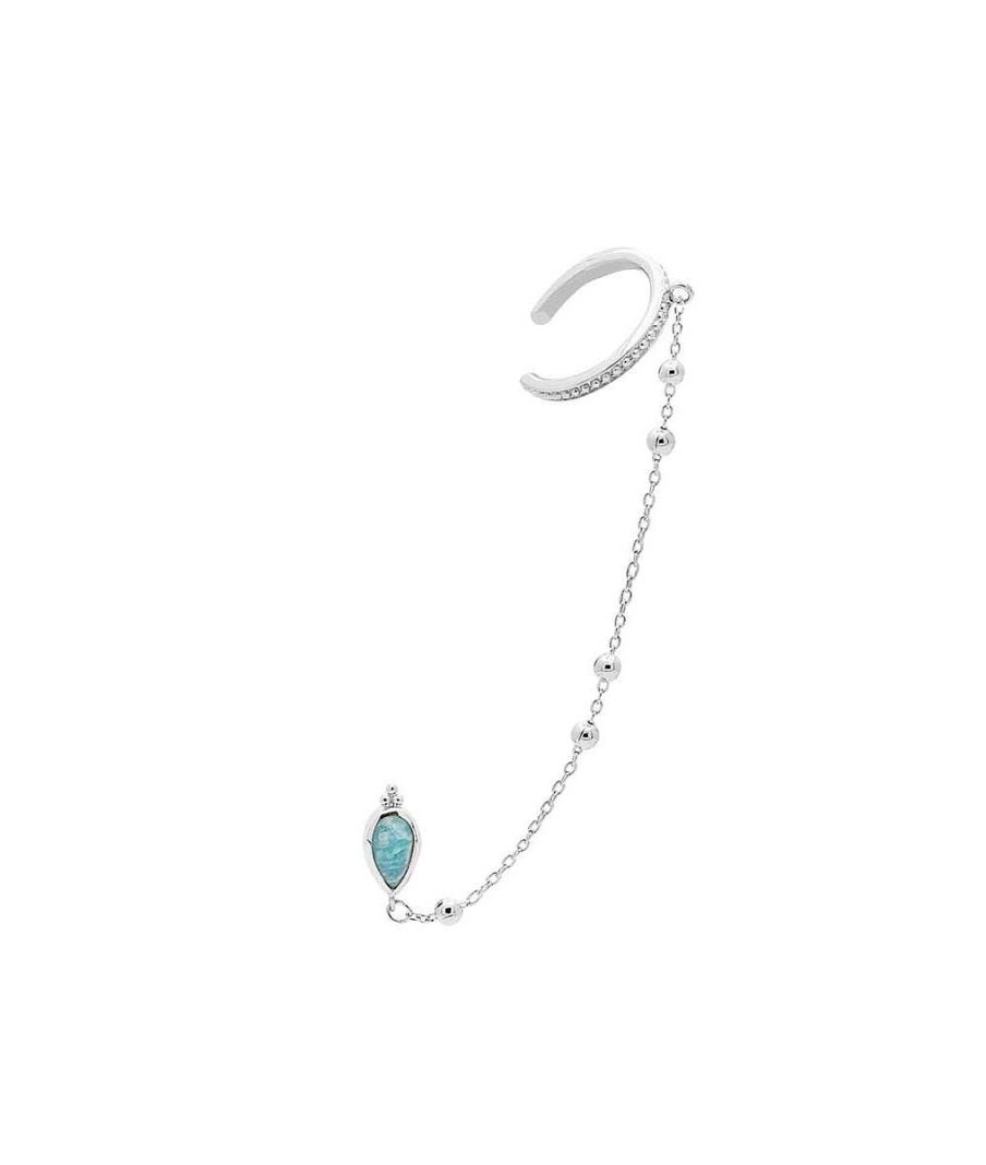 Boucles D'Oreilles Femme L'Atelier d'Amaya | Boucle D'Oreille Anneau Ouvert Et Puce Amazonite [ L'Unit ] Argent 925