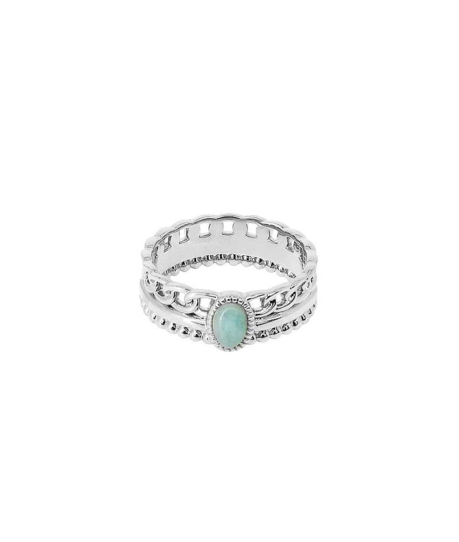 Bagues Femme L'Atelier d'Amaya | Bague Triple Rang Et Amazonite Argent 925