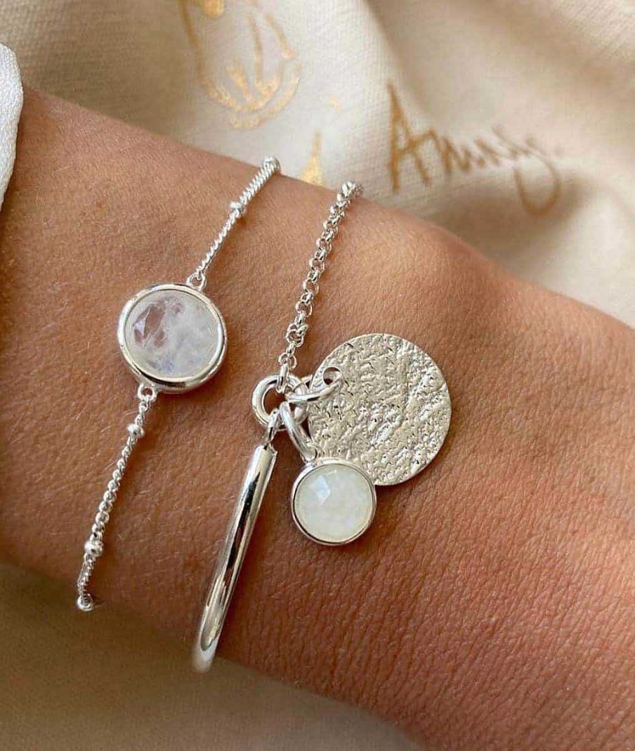 Bracelets Femme L'Atelier d'Amaya | Bracelet Cha Ne Perl E Pastille Pierre De Lune Argent 925