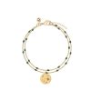 Bracelets Femme L'Atelier d'Amaya | Bracelet Double Rang Mini Perles Vertes Et M Daille Constellation Plaqu Or