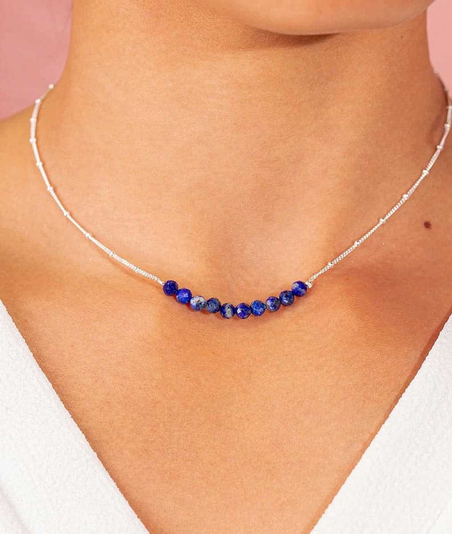 Colliers Femme L'Atelier d'Amaya | Collier Cha Ne Et Barrette De Lapis Lazuli Argent 925