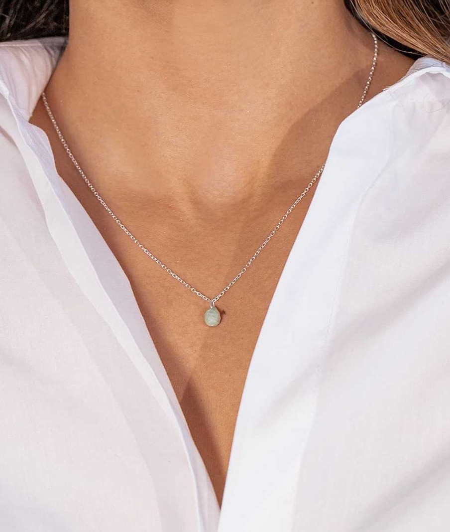 Colliers Femme L'Atelier d'Amaya | Collier Cha Ne Et Amazonite Suspendue Argent 925