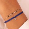 Bracelets Femme L'Atelier d'Amaya | Duo Solitaire Et Goutes Zircons Bleus Plaqu Or