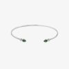 Bracelets Femme L'Atelier d'Amaya | Jonc Fin Ouvert Gouttes Zircons Verts Argent 925