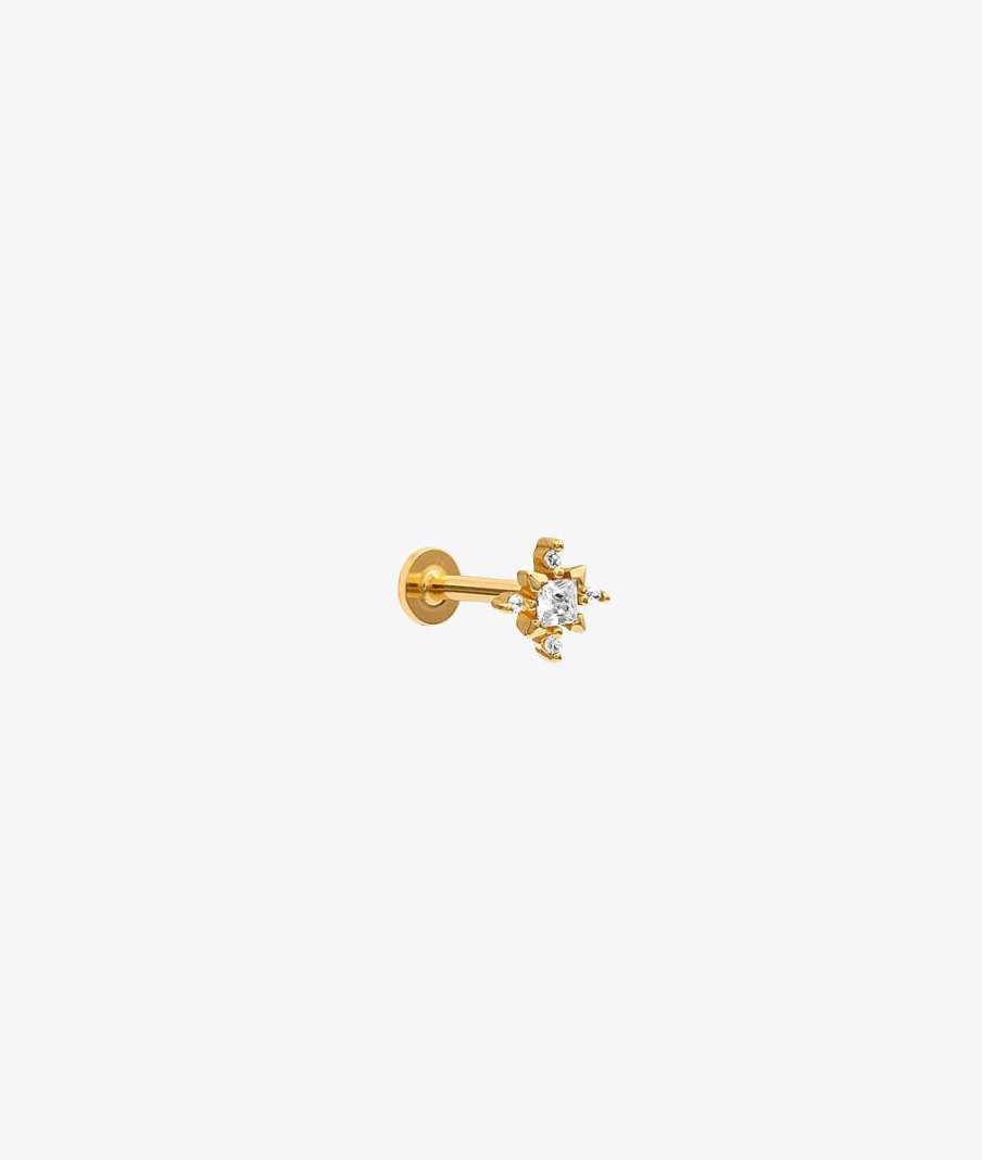 Boucles D'Oreilles Femme L'Atelier d'Amaya | Piercing Flocon Zircons [ L'Unit ] Plaqu Or