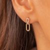 Boucles D'Oreilles Femme L'Atelier d'Amaya | Boucles D'Oreilles Puces Rectangles Entrelac S Et Zircons Plaqu Or