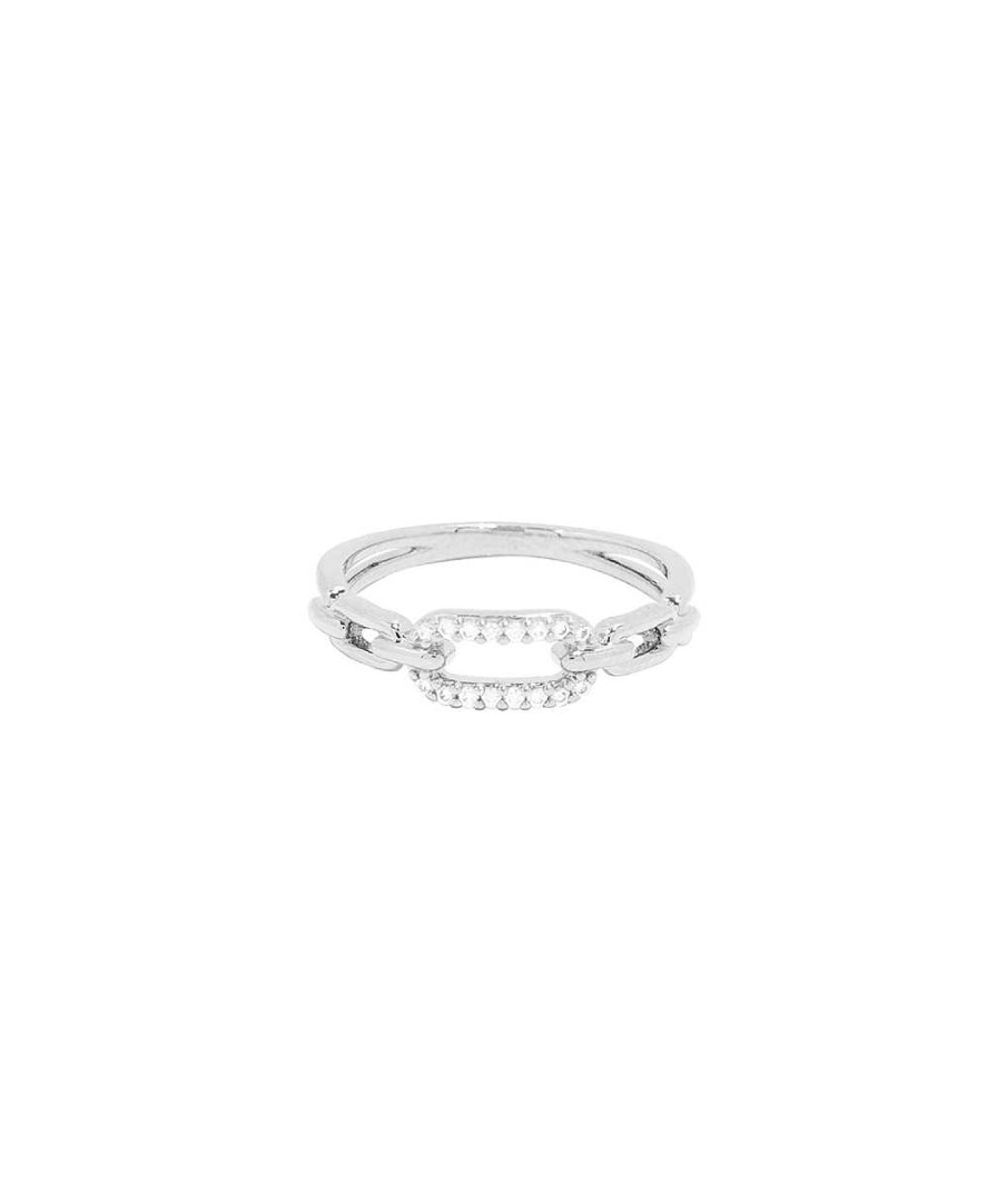 Bagues Femme L'Atelier d'Amaya | Bague Rectangles Entrelac S Et Zircons Argent 925