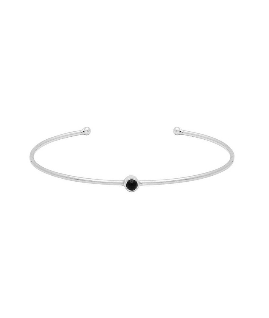 Bracelets Femme L'Atelier d'Amaya | Bracelet Jonc Ouvert Pierre Fine Ronde Argent 925